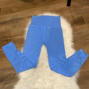NWOT Free People Movement Good Karma Blue Mineral Wash Leggings Medium Large